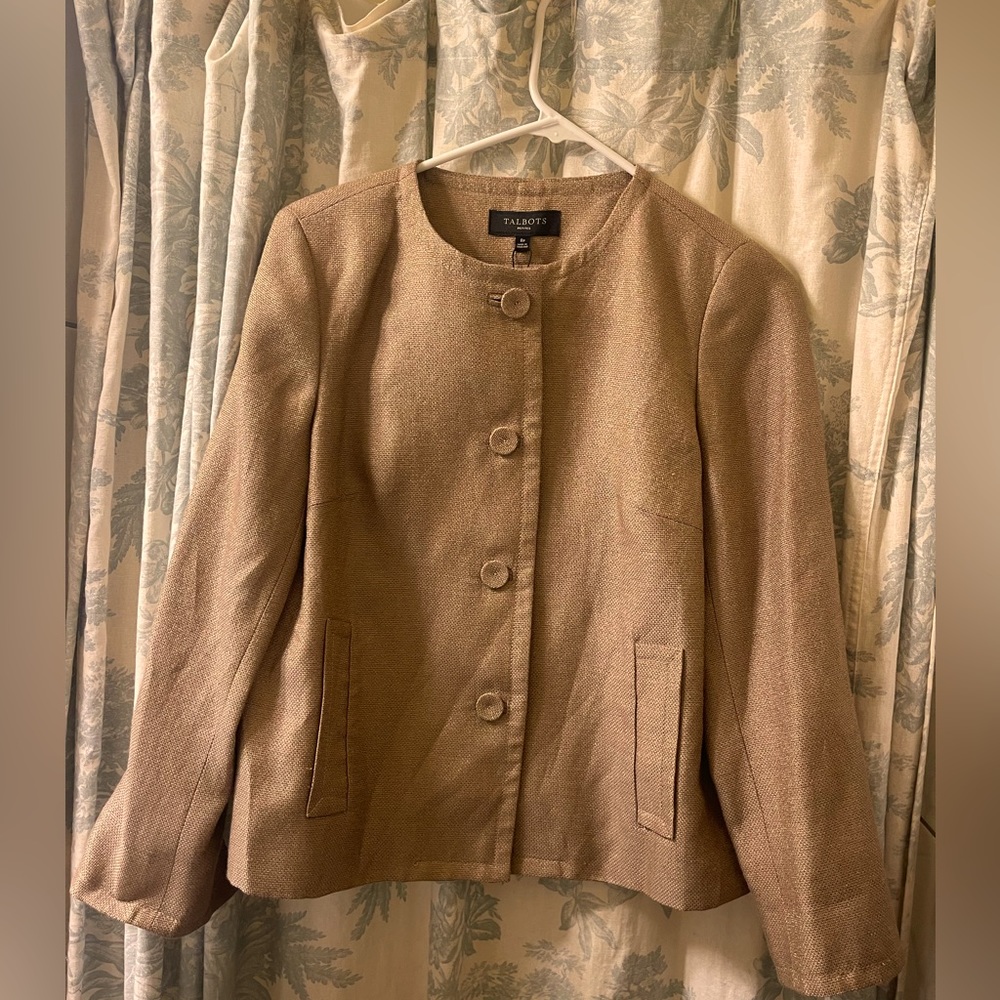 NWT Metallic woven golden tan colored jacket size 8P